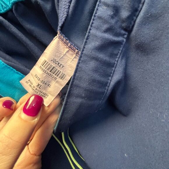 Jockey navy blue scrub pants with lime and teal accents, size XL - Picture 7 of 8